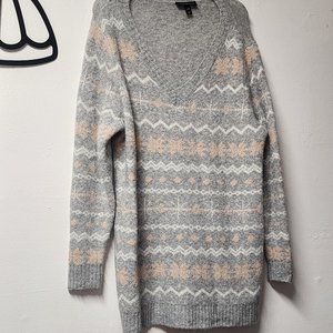 Lane Bryant Grey Wool Blend V neck Sweater Glitter 14/16